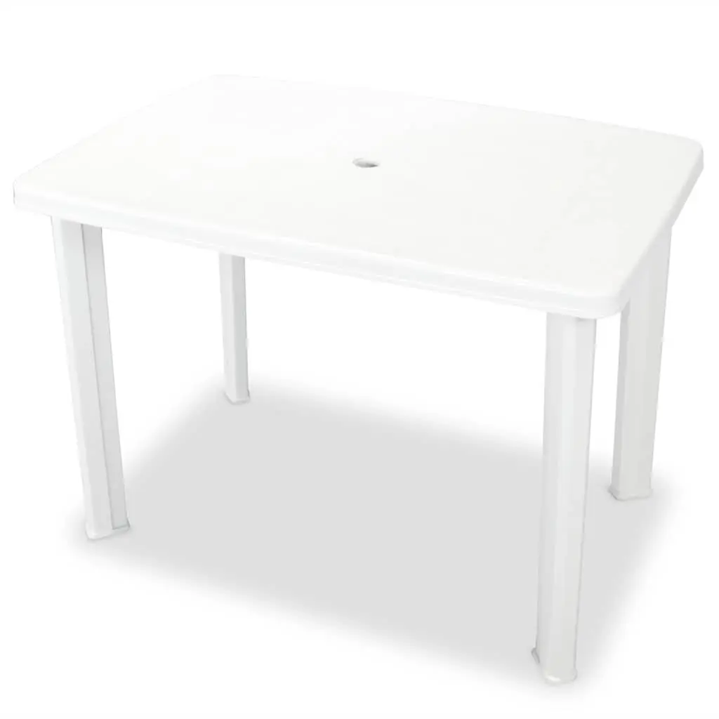 3 Piece Outdoor Bistro Set Garden Dining Table with Umbrella Hole Folding Chairs White
