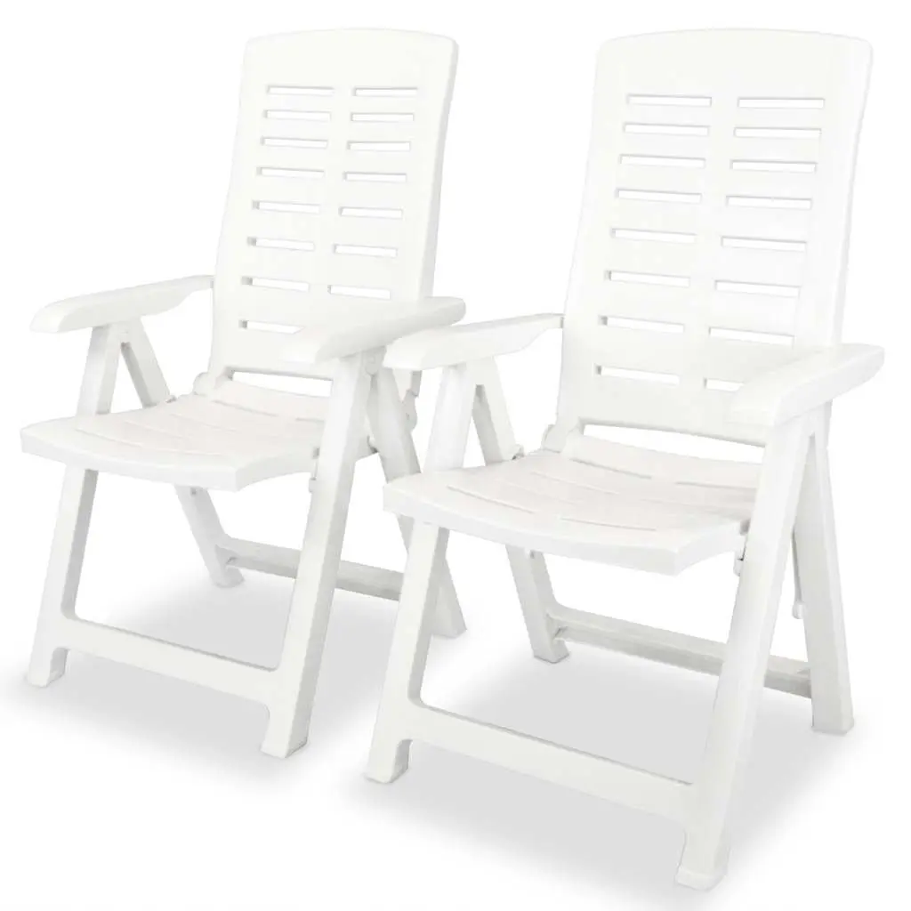 3 Piece Outdoor Bistro Set Garden Dining Table with Umbrella Hole Folding Chairs White