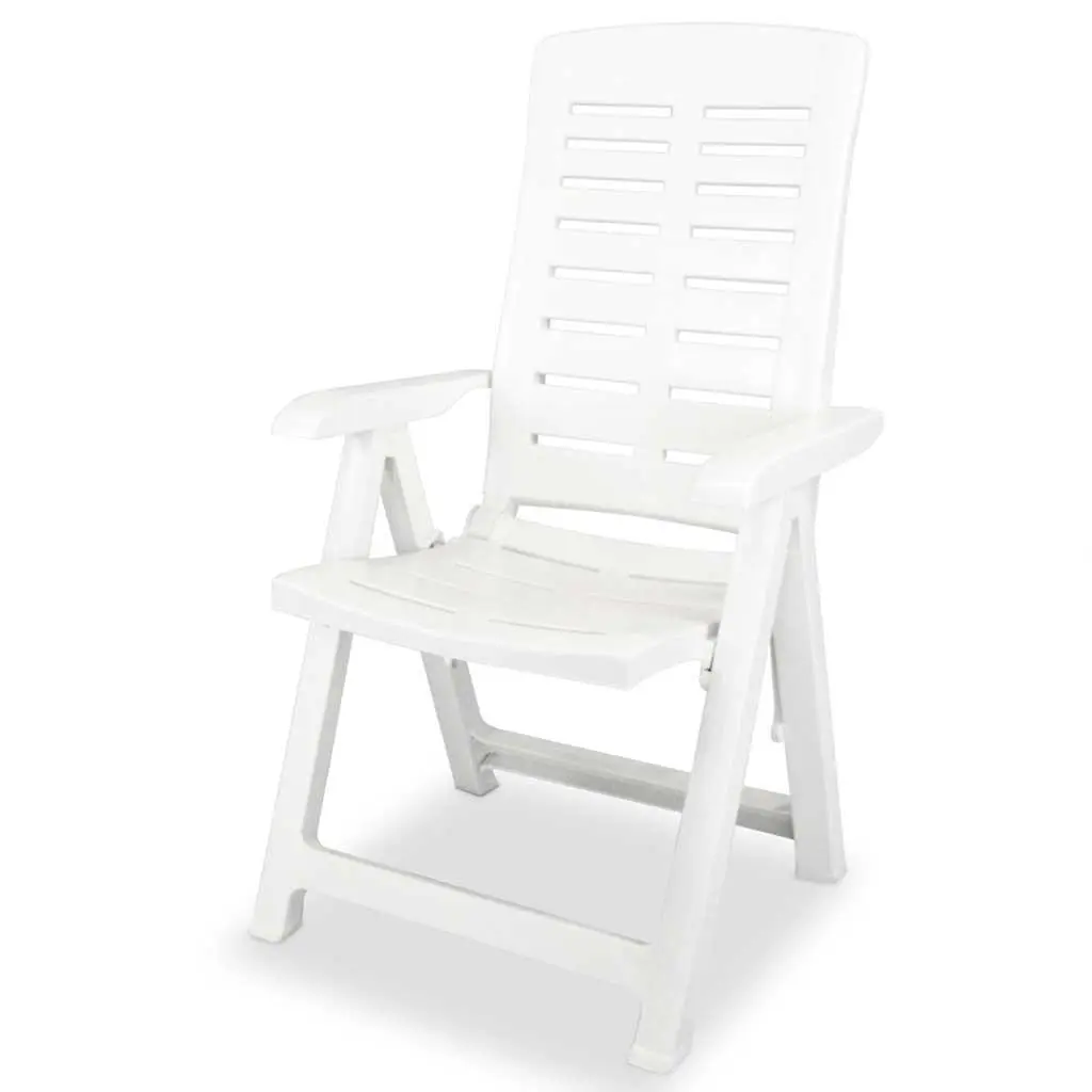 3 Piece Outdoor Bistro Set Garden Dining Table with Umbrella Hole Folding Chairs White