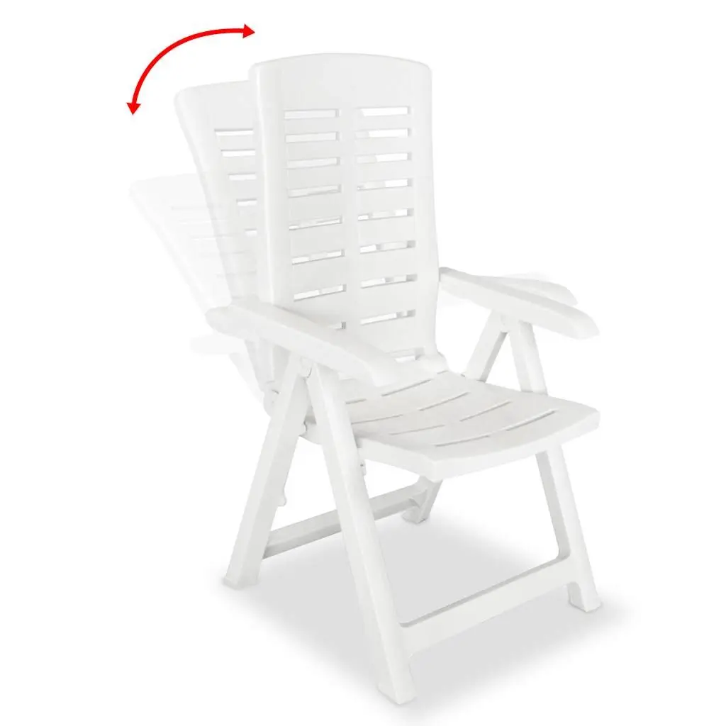3 Piece Outdoor Bistro Set Garden Dining Table with Umbrella Hole Folding Chairs White