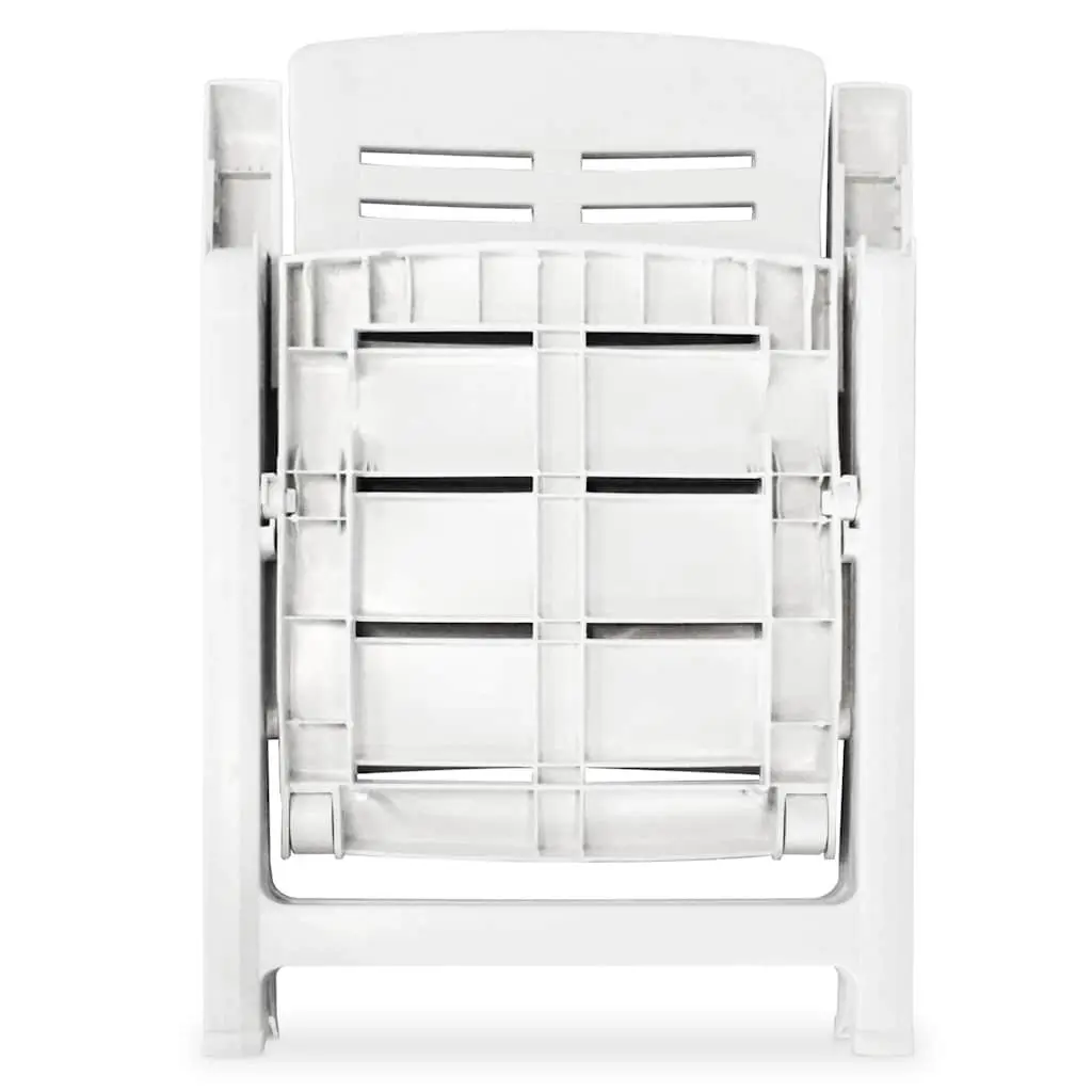 3 Piece Outdoor Bistro Set Garden Dining Table with Umbrella Hole Folding Chairs White