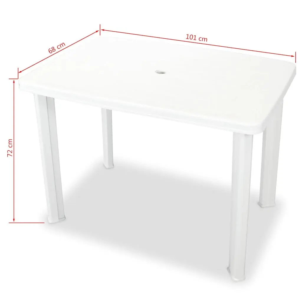 3 Piece Outdoor Bistro Set Garden Dining Table with Umbrella Hole Folding Chairs White