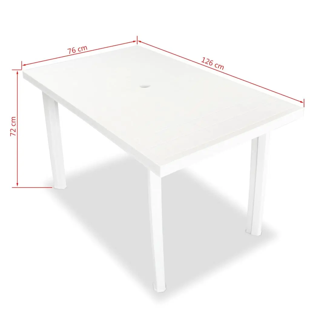 Outdoor Dining Set 5 Piece White Plastic Table Chairs Folding Reclining