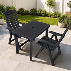 Outdoor Bistro Set 3 Piece Garden Patio Dining Table Chairs Folding Anthracite