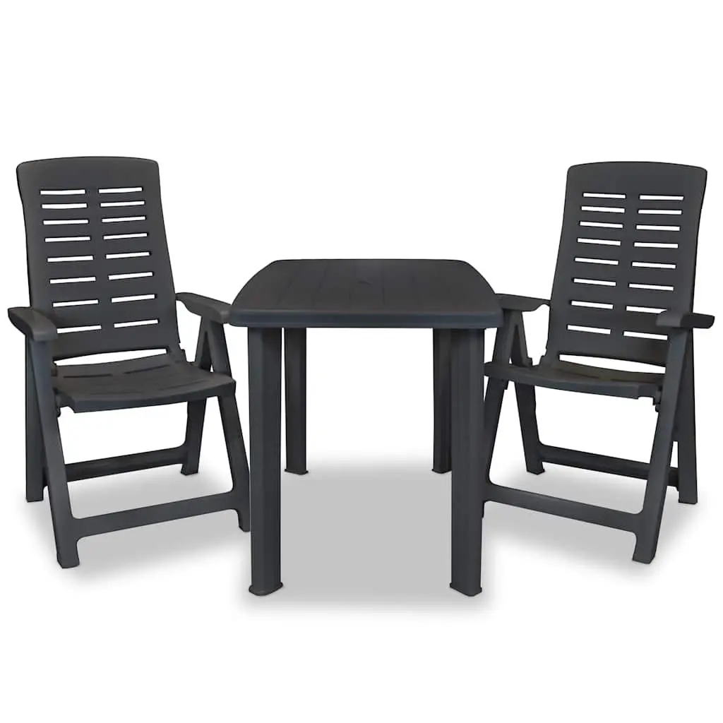 Bistro Set Outdoor Dining Table and Chairs 3 Piece Folding Anthracite