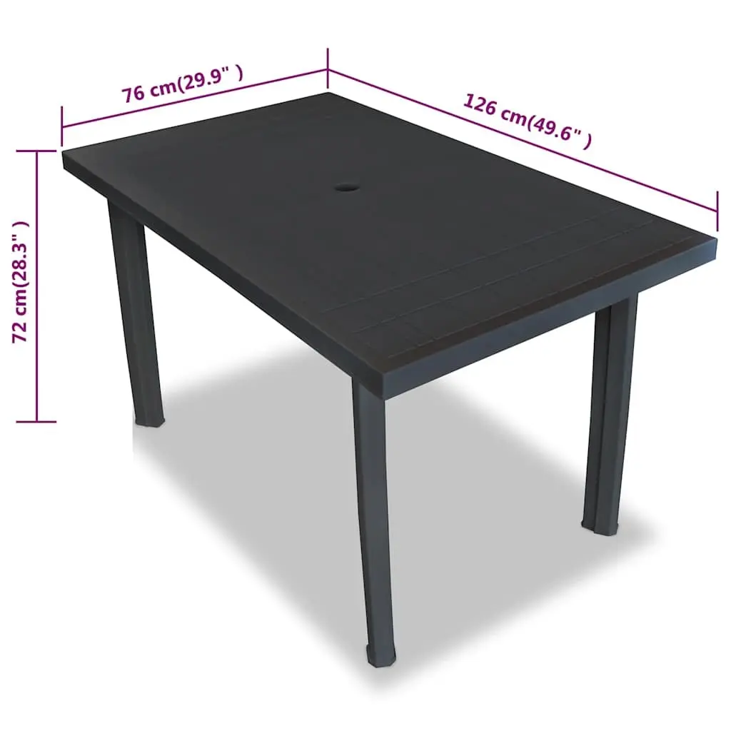Outdoor Dining Set 5 Piece Folding Plastic Table and Chairs Garden Patio Furniture Anthracite