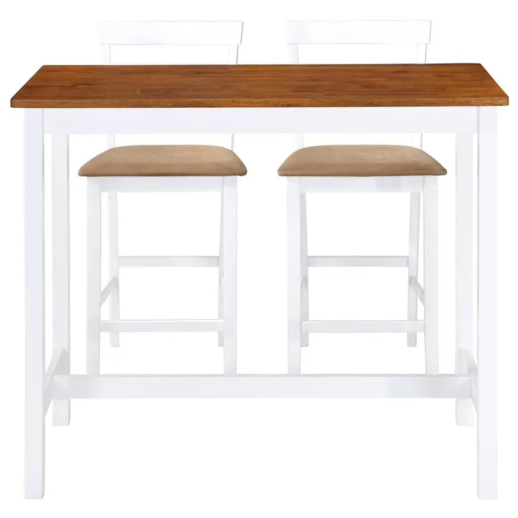 Bar Table and Stool Set Kitchen Dining 3 Pieces MDF Wood Dark Brown