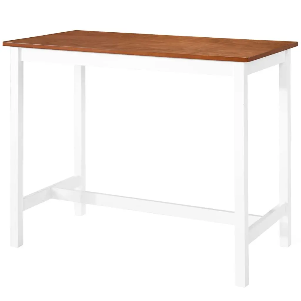 Bar Table and Stool Set Kitchen Dining 3 Pieces MDF Wood Dark Brown