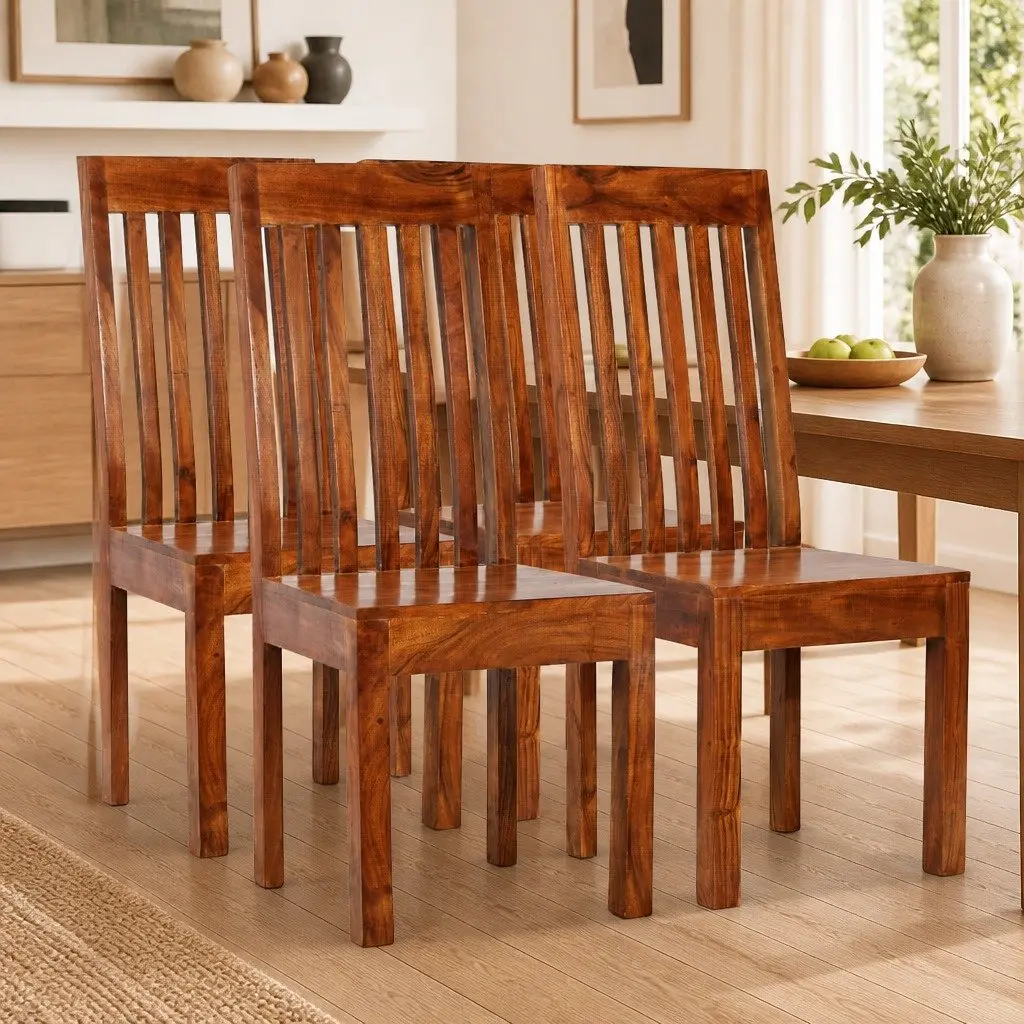 Dining Chairs Modern Solid Wood Kitchen Seating 4 Piece Brown