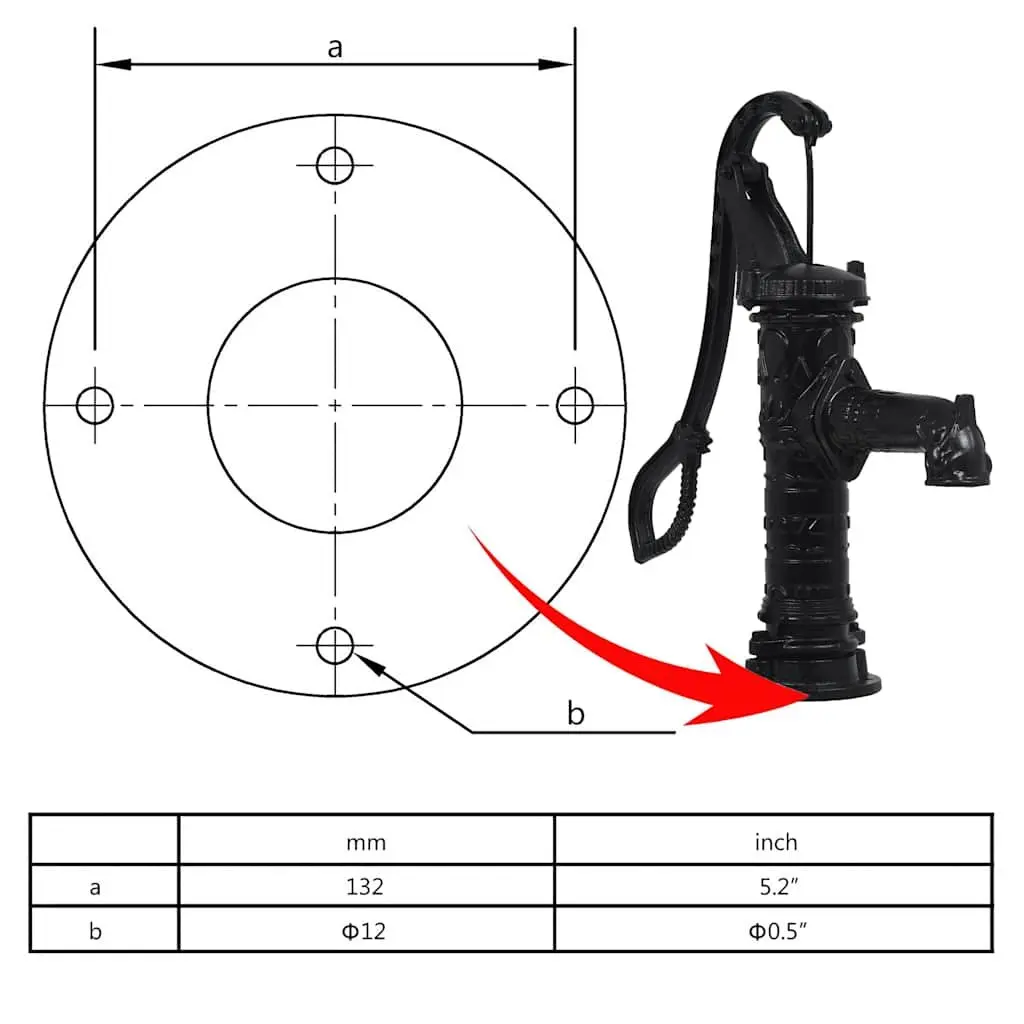 Hand Operated Garden Water Pump Cast Iron Stand 38mm Black