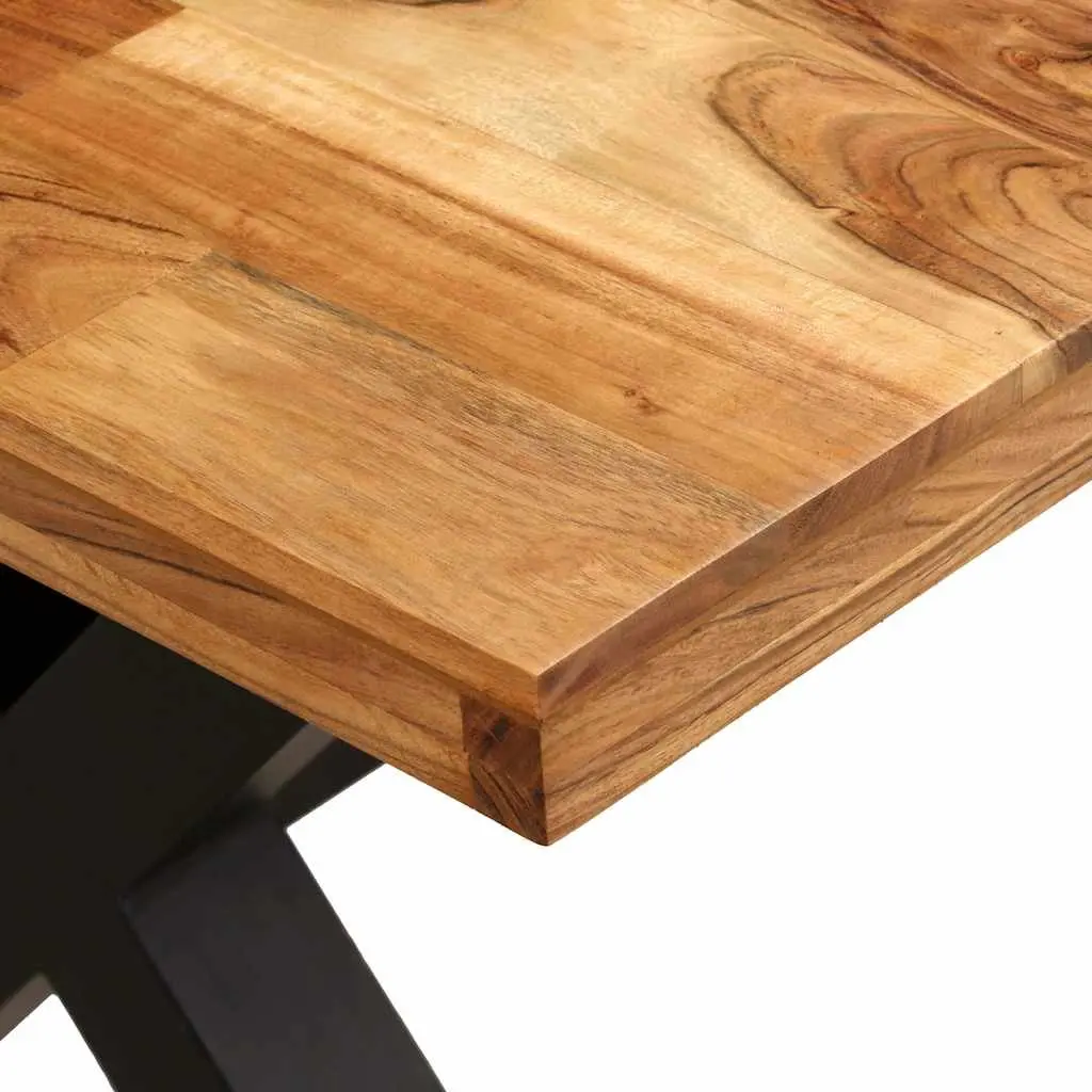 Dining Table Set 7 Pieces Solid Acacia Mango Wood Brown