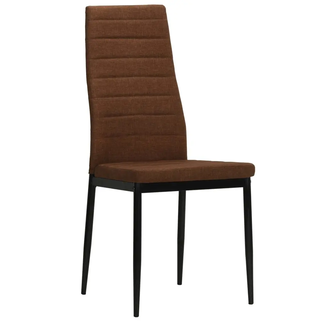 Dining Chairs Set 6 Piece Brown Fabric Padded Backrest