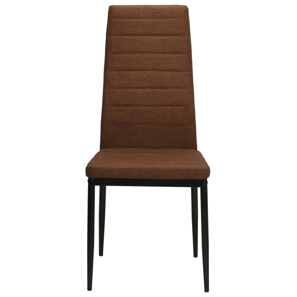 Dining Chairs Set 6 Piece Brown Fabric Padded Backrest