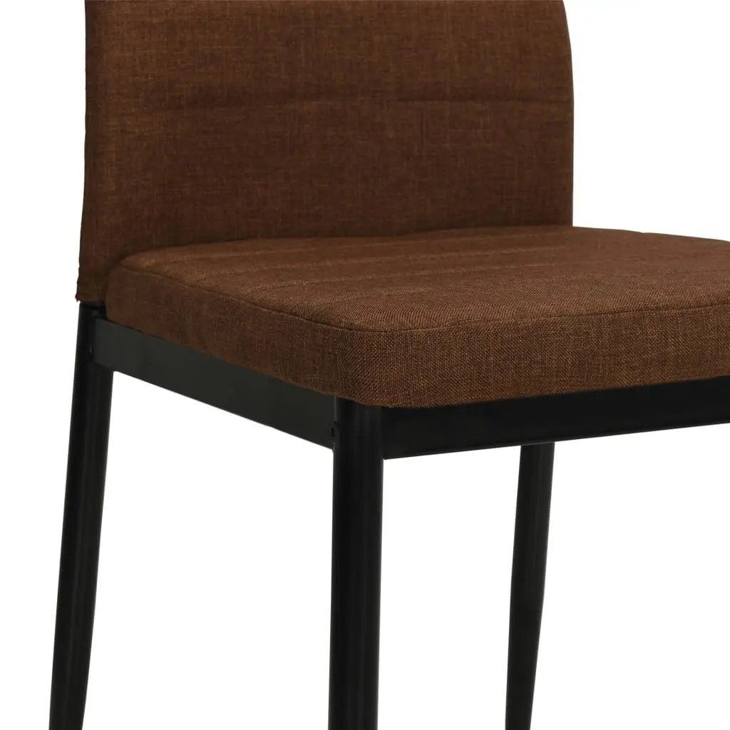 Dining Chairs Set 6 Piece Brown Fabric Padded Backrest