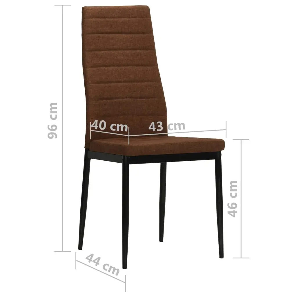 Dining Chairs Set 6 Piece Brown Fabric Padded Backrest