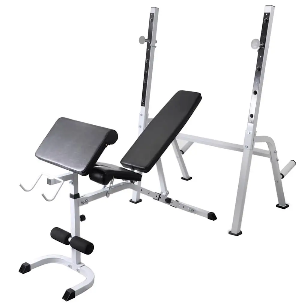Adjustable Workout Bench Barbell Dumbbell Weight Set Home Gym Equipment Black