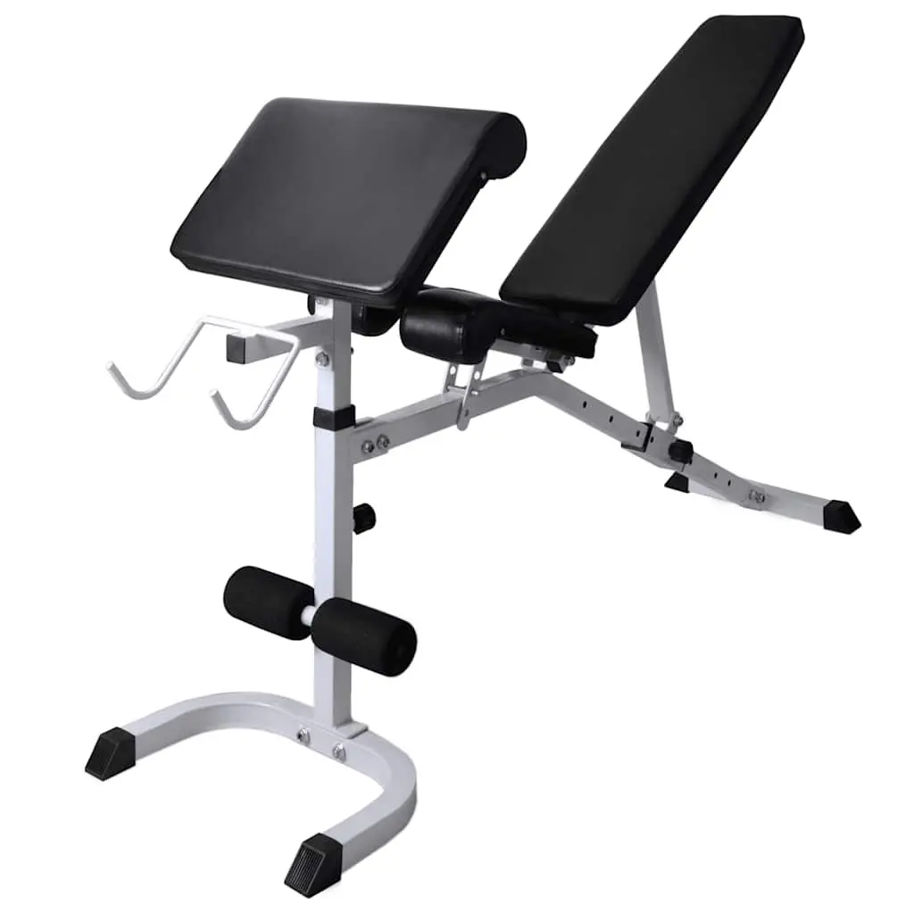 Adjustable Workout Bench Barbell Dumbbell Weight Set Home Gym Equipment Black