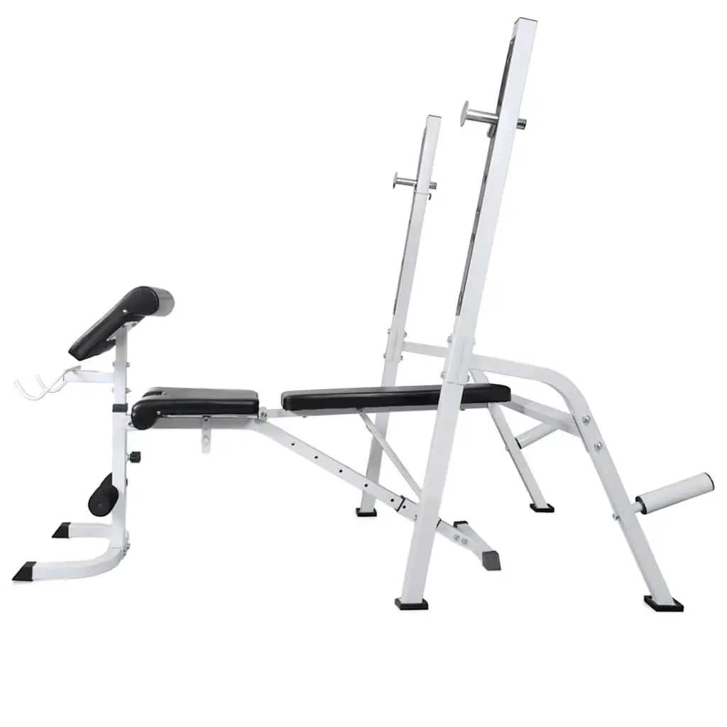 Adjustable Workout Bench Barbell Dumbbell Weight Set Home Gym Equipment Black