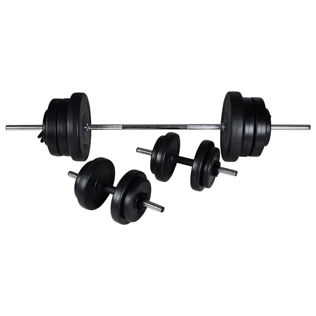Adjustable Workout Bench Barbell Dumbbell Weight Set Home Gym Equipment Black