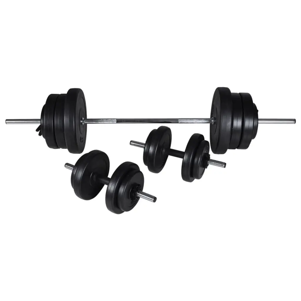 Weight Bench Adjustable Barbell Dumbbell Set 60.5kg Black