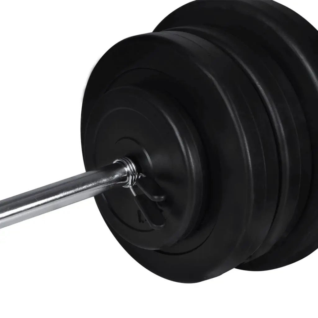 Weight Bench Adjustable Barbell Dumbbell Set 60.5kg Black
