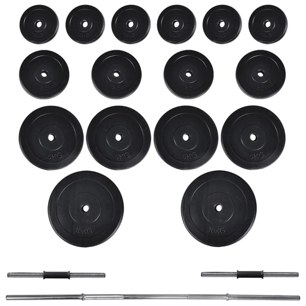 Weight Bench Adjustable Barbell Dumbbell Set 60.5kg Black
