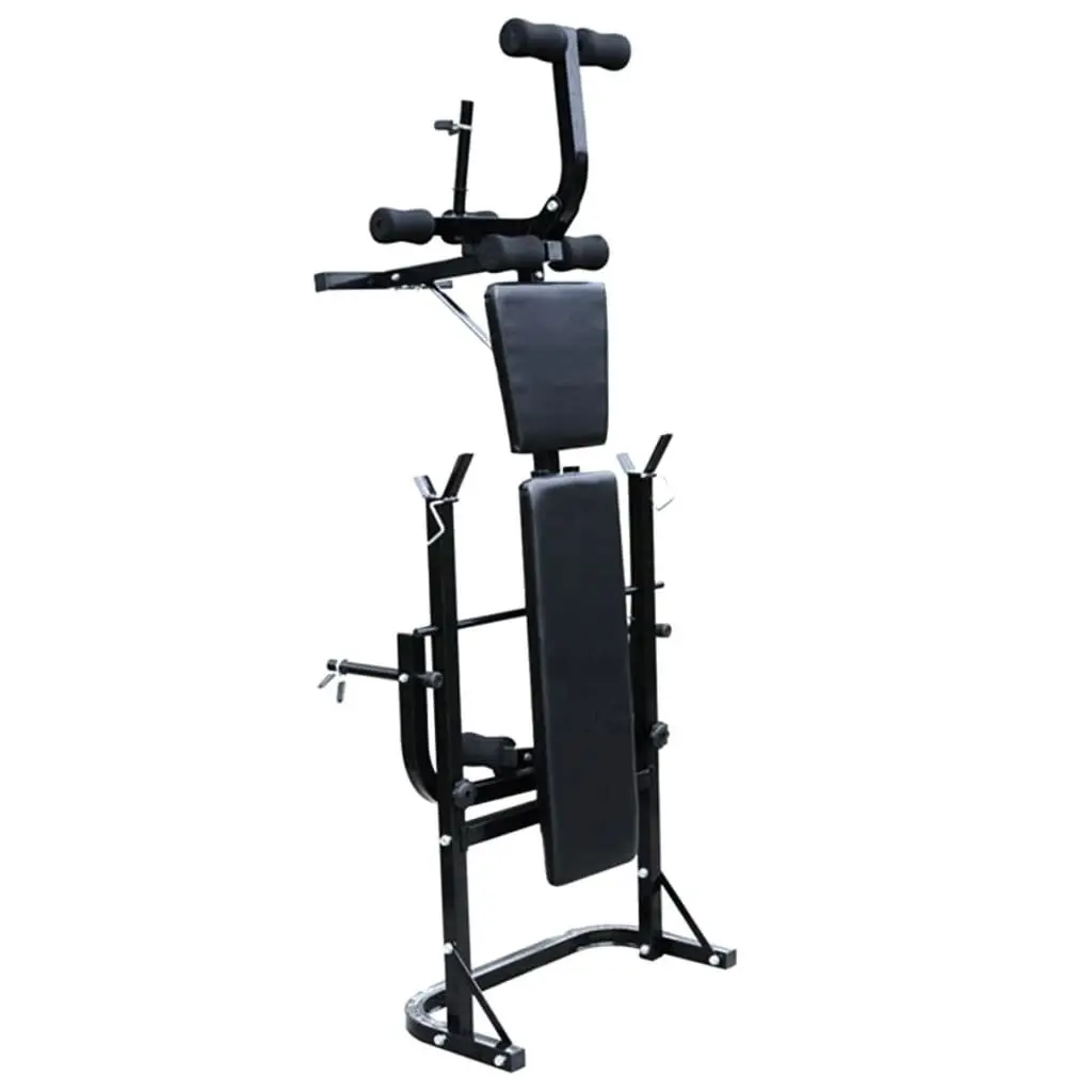 Weight Bench Adjustable Barbell Dumbbell Set 60.5kg Black