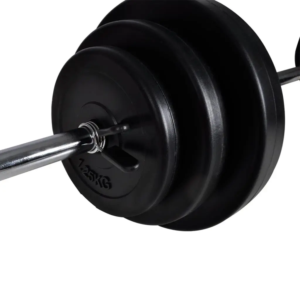 Weight Bench Barbell Dumbbell Set 30.5kg Folding Home Gym Exercise Fitness Black