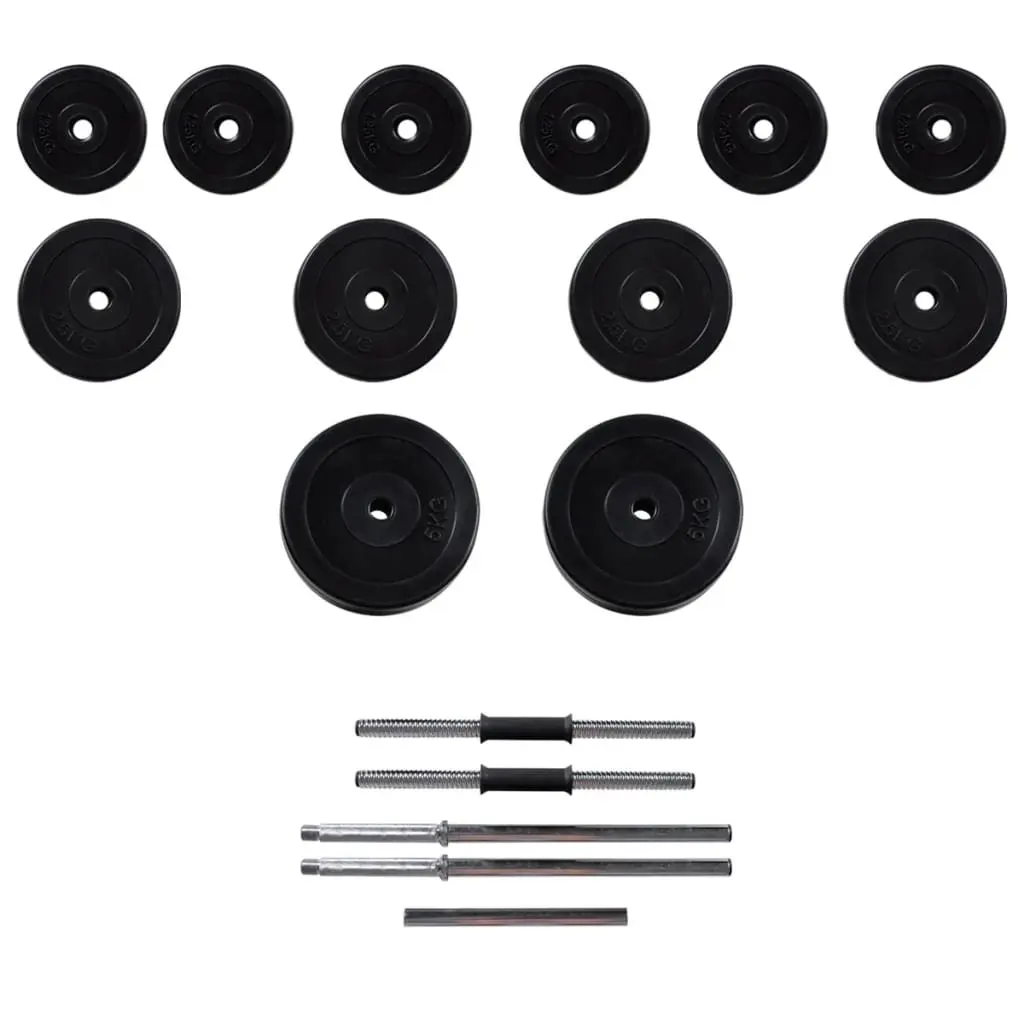 Weight Bench Barbell Dumbbell Set 30.5kg Folding Home Gym Exercise Fitness Black
