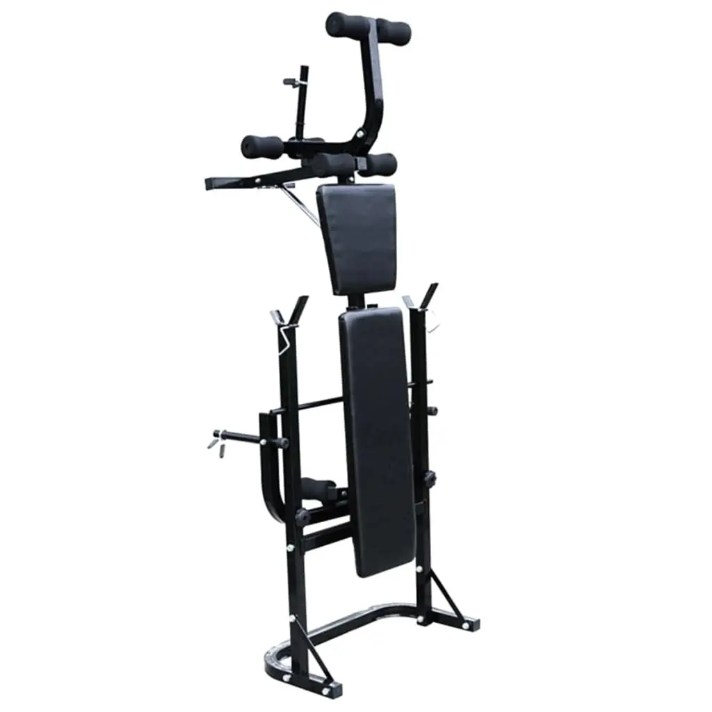 Weight Bench Barbell Dumbbell Set 30.5kg Folding Home Gym Exercise Fitness Black