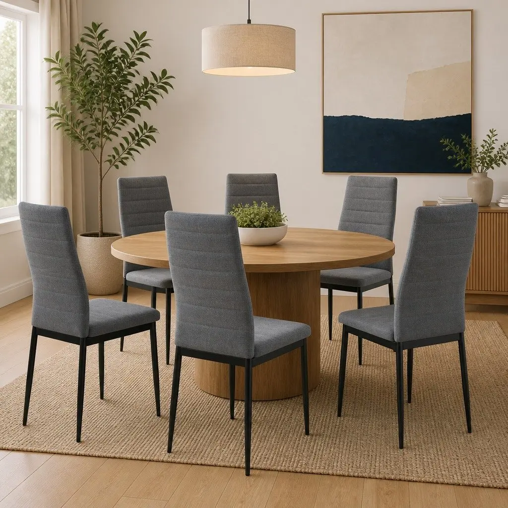 Set of 6 Light Grey Dining Chairs for Easy Living