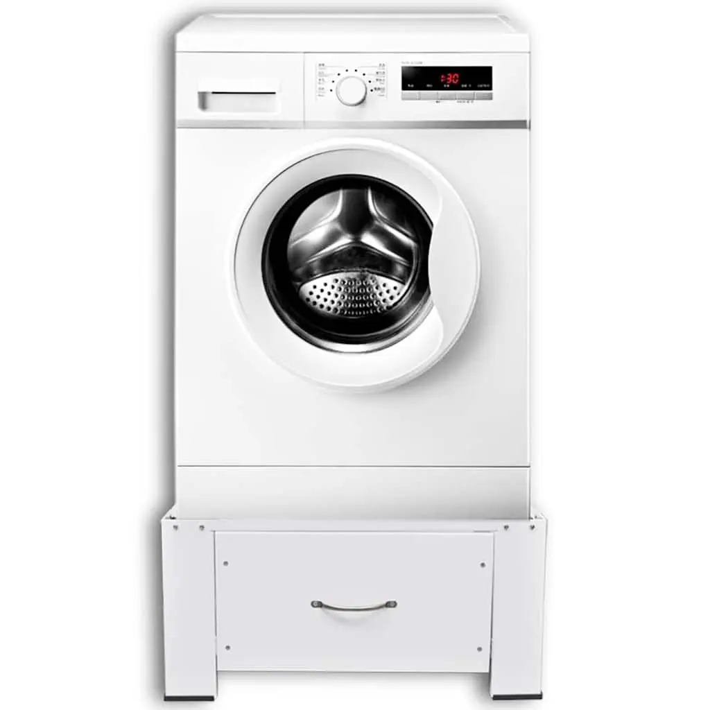 Washing Machine Pedestal Riser with Storage Drawer Ergonomic Height White