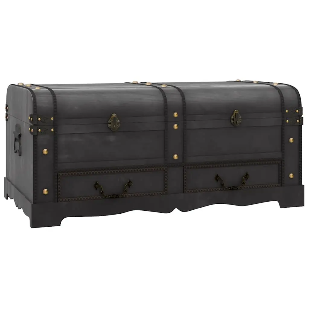 Storage Chest Wooden Treasure Box Black Vintage Retro Design Coffee Table