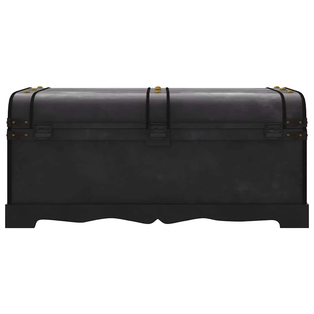 Storage Chest Wooden Treasure Box Black Vintage Retro Design Coffee Table