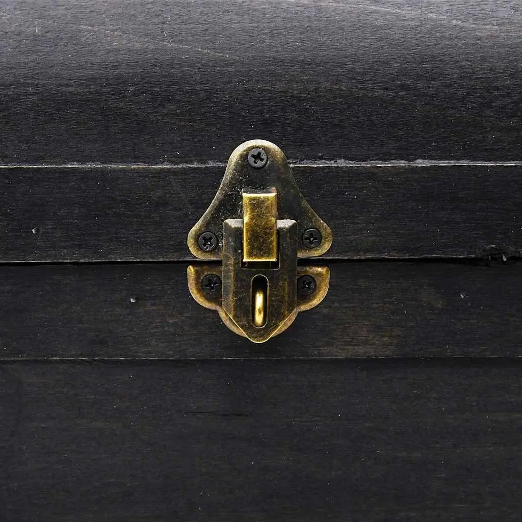 Storage Chest Wooden Treasure Box Black Vintage Retro Design Coffee Table