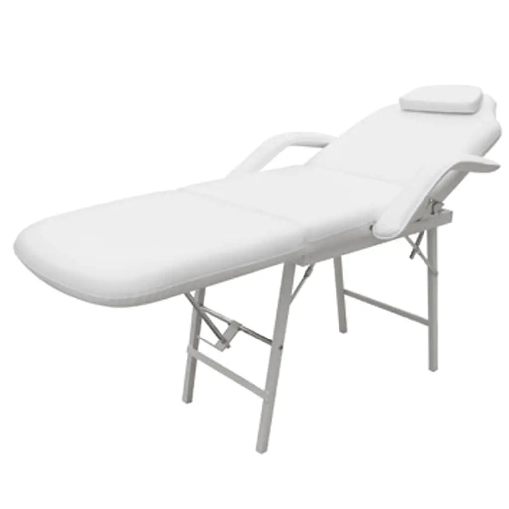 Massage Chair Adjustable Facial Bed White Artificial Leather Treatment Table