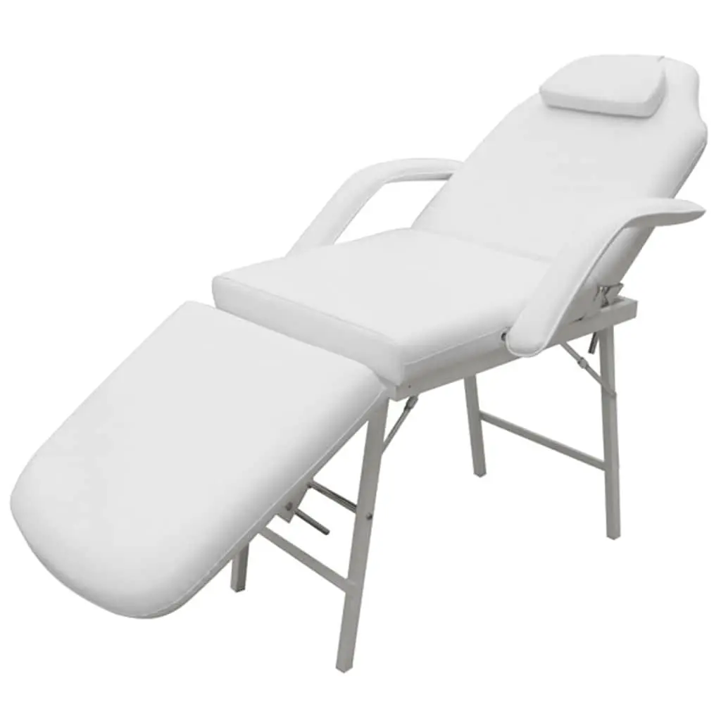 Massage Chair Adjustable Facial Bed White Artificial Leather Treatment Table