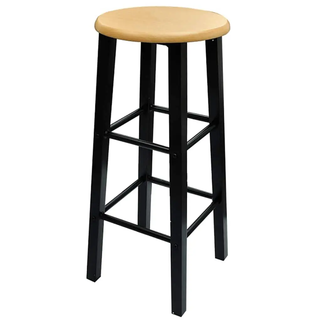 Bar Table and Stool Set Kitchen Dining Furniture 3 Pieces Brown Wood Steel