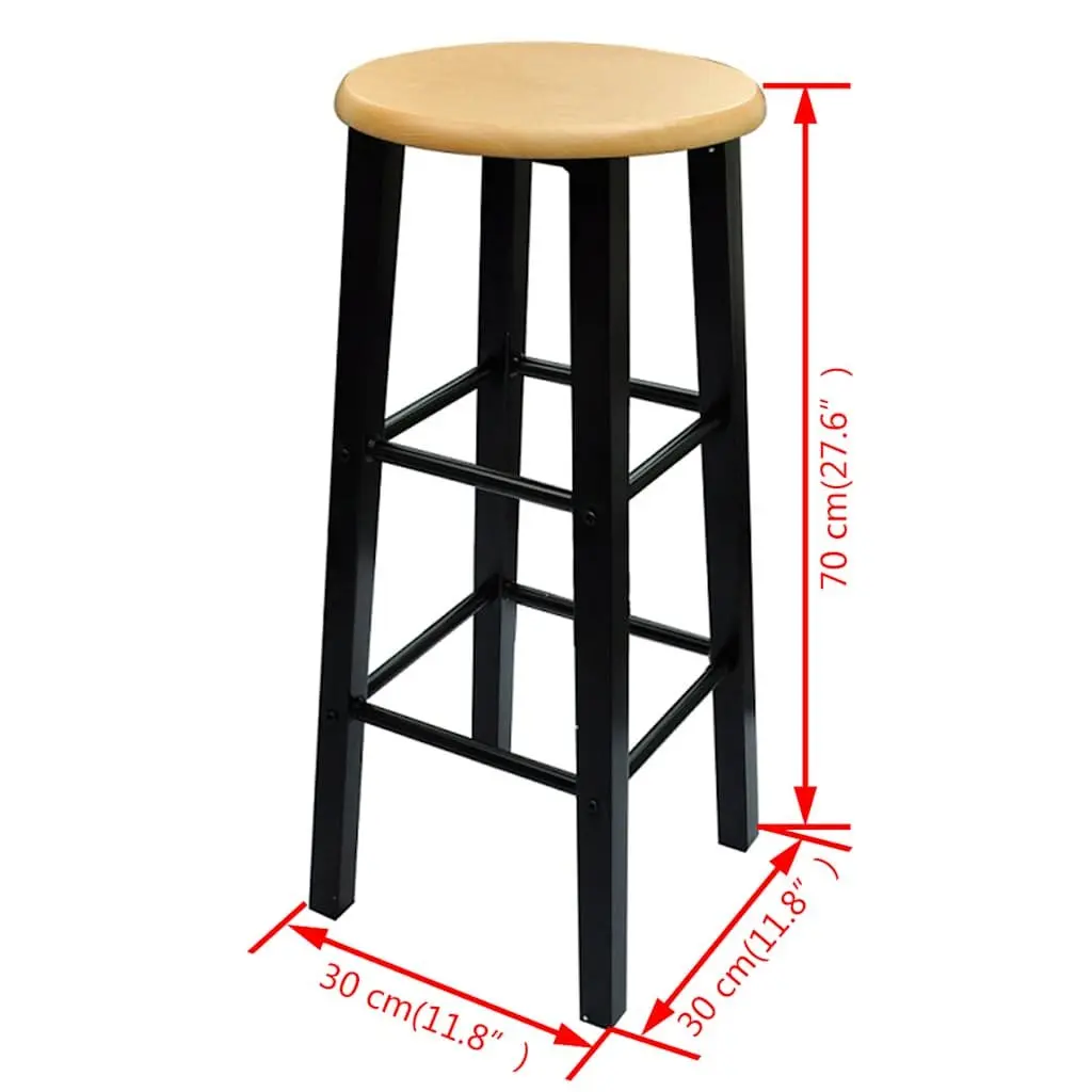 Bar Table and Stool Set Kitchen Dining Furniture 3 Pieces Brown Wood Steel