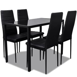 Value-Focused 5-Piece Dining Set with Black Table and Chairs