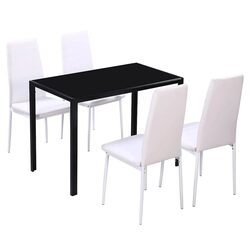 Quality Dining Set: 5-Piece Glass and Leather Combo