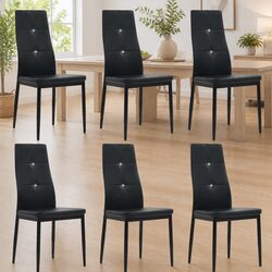 Value Set of 6 Black Faux Leather Dining Chairs