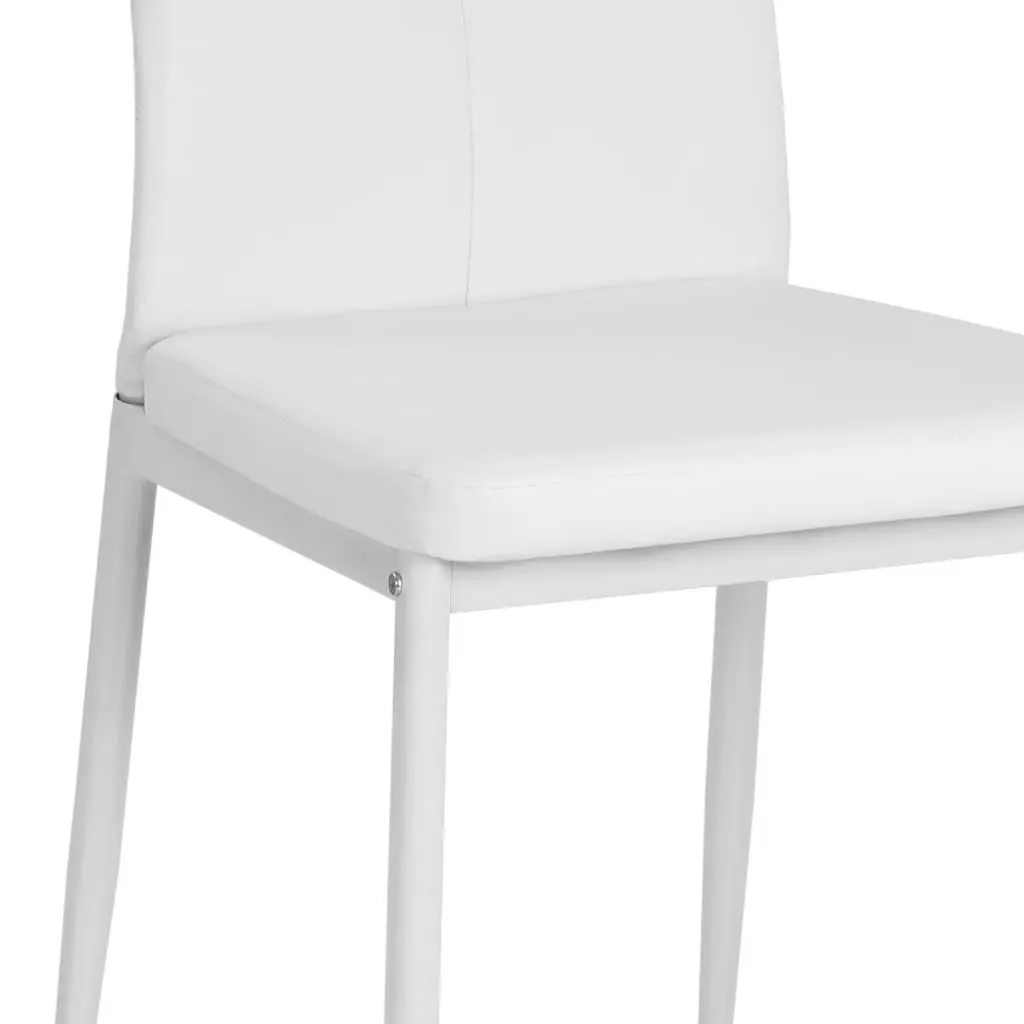 Dining Chairs Set of 6 White Faux Leather Kitchen Room Furniture Modern Design