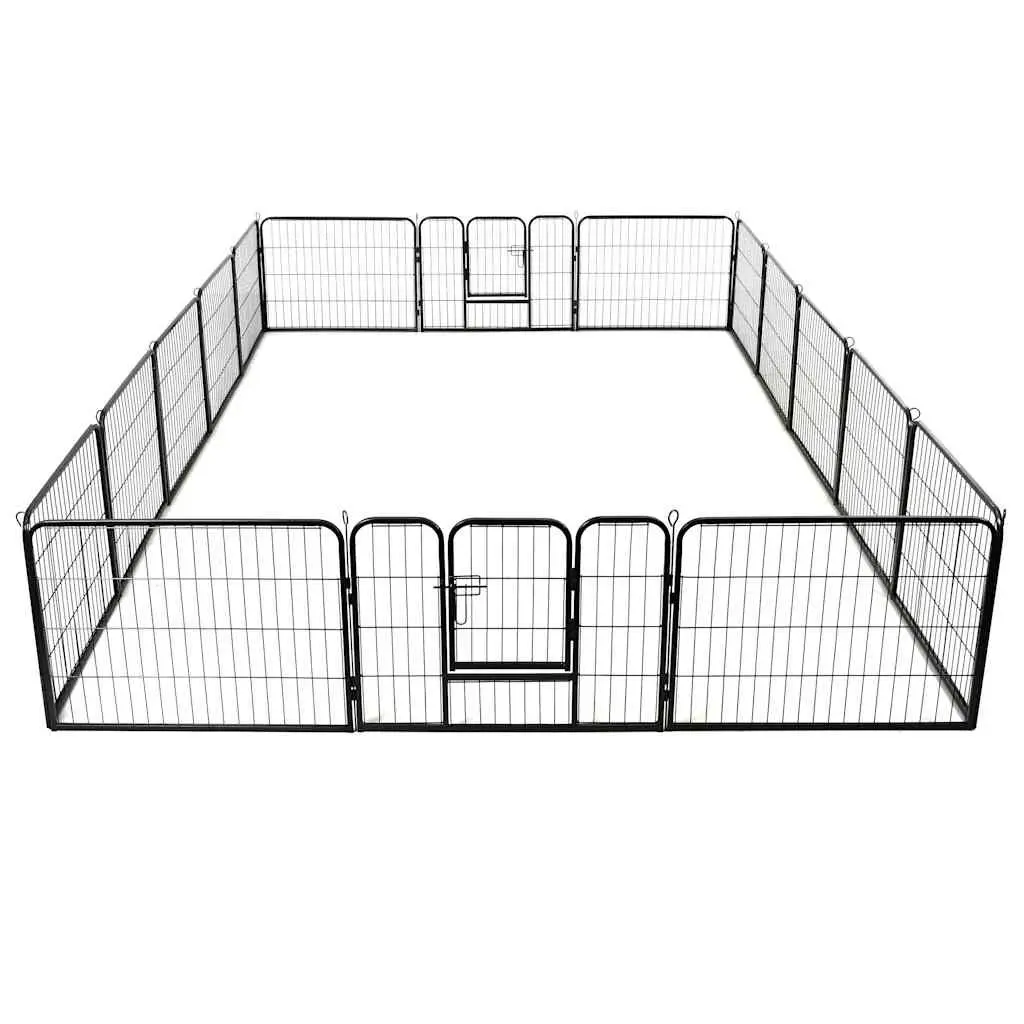 Dog Playpen 16 Panels Exercise Enclosure 60 x 80 cm Black