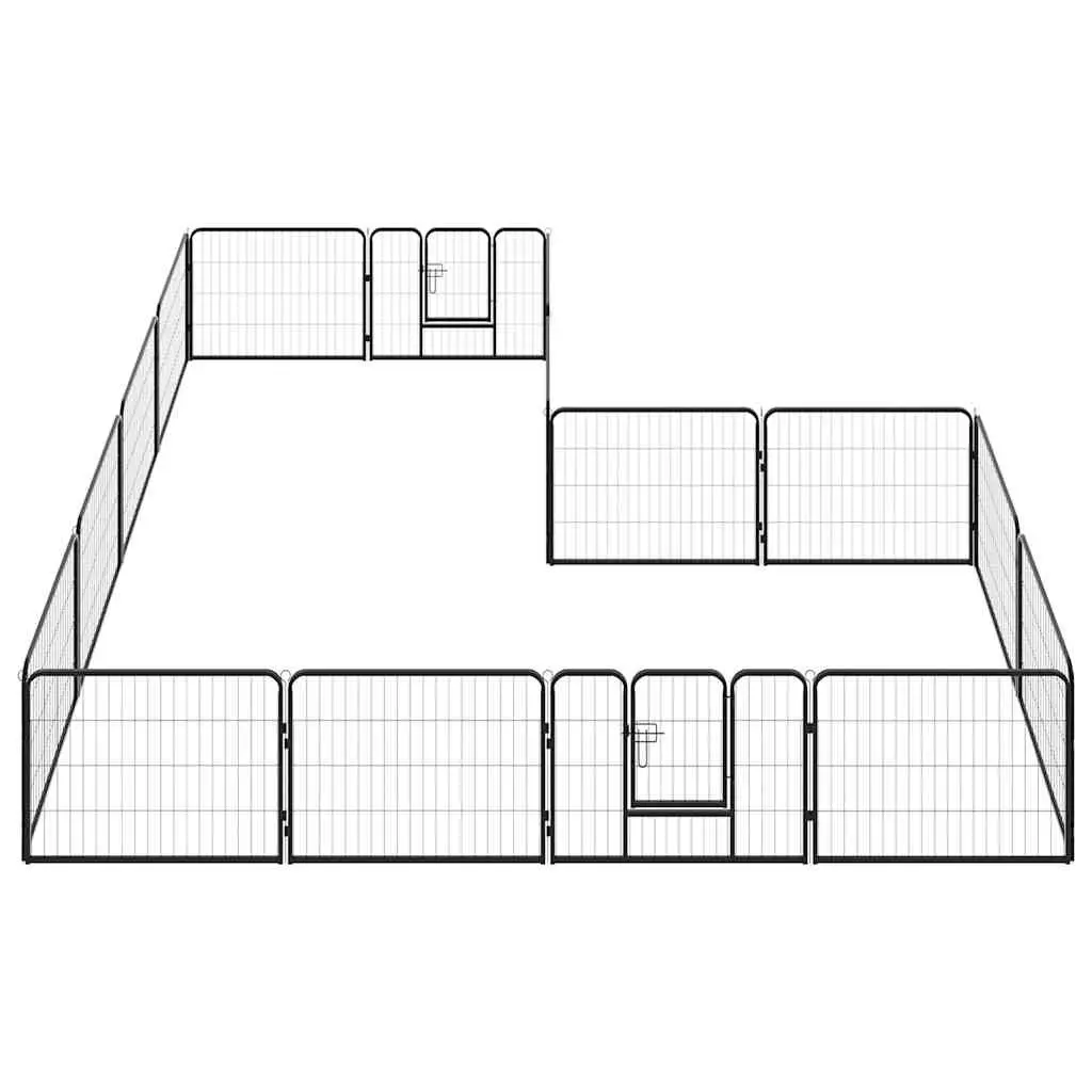 Dog Playpen 16 Panels Exercise Enclosure 60 x 80 cm Black
