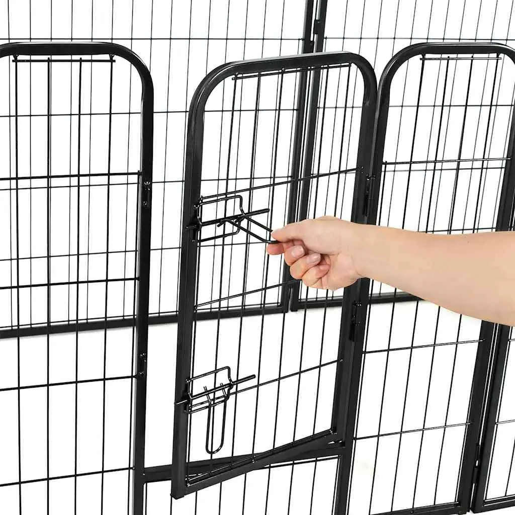 Dog Playpen 16 Panels Exercise Enclosure 60 x 80 cm Black