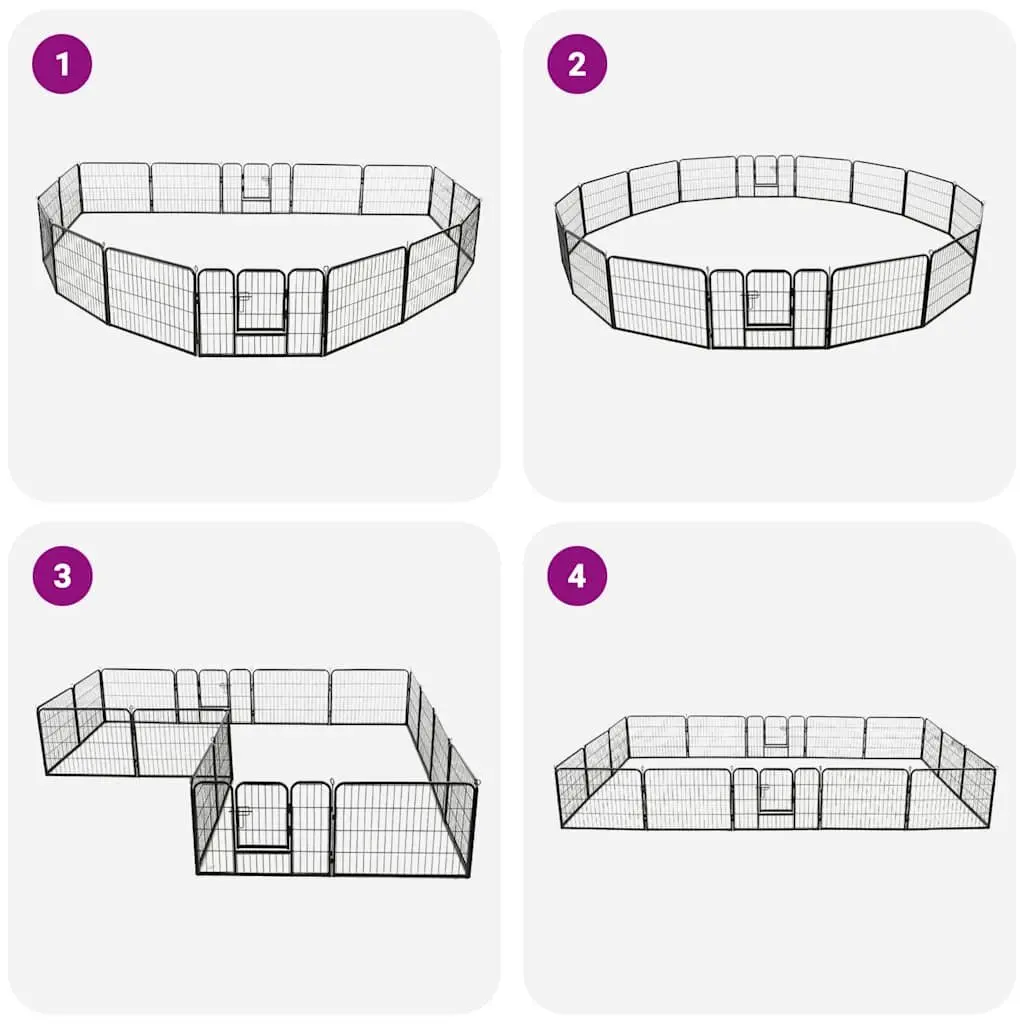 Dog Playpen 16 Panels Exercise Enclosure 60 x 80 cm Black