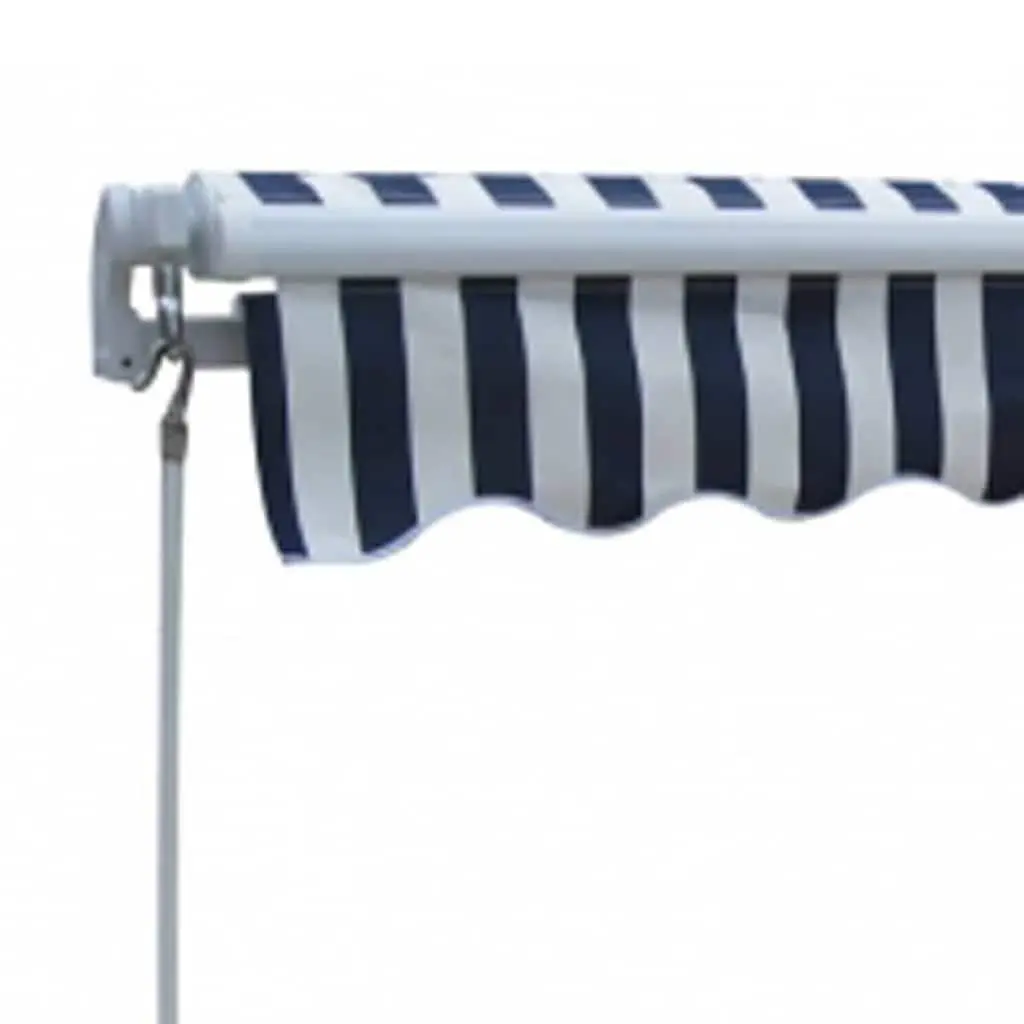 Folding Awning Manual Garden Patio Shade Canopy 300cm Blue White