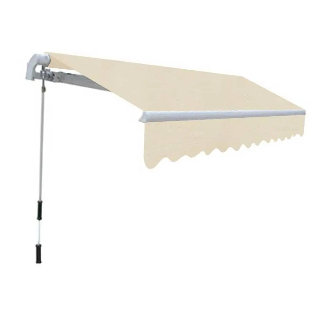 Folding Awning Manual Operation 300cm Outdoor Patio Garden Shade Cream