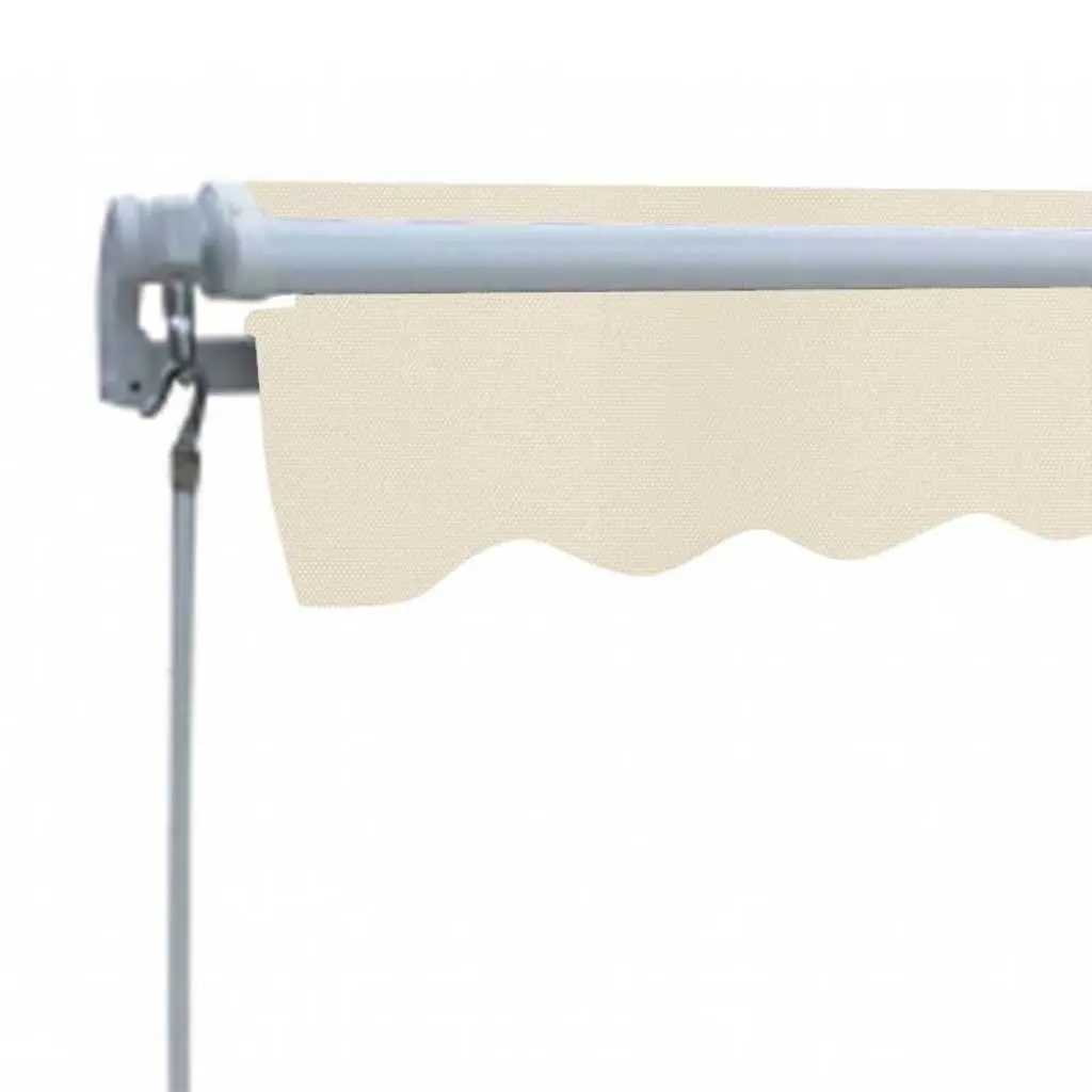 Folding Awning Manual Operation 300cm Outdoor Patio Garden Shade Cream